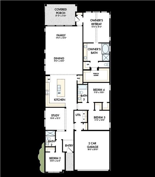 2D floor plan layout of this home in COLTON - Reserve Collection, Todd Mission, TX (Image 5).