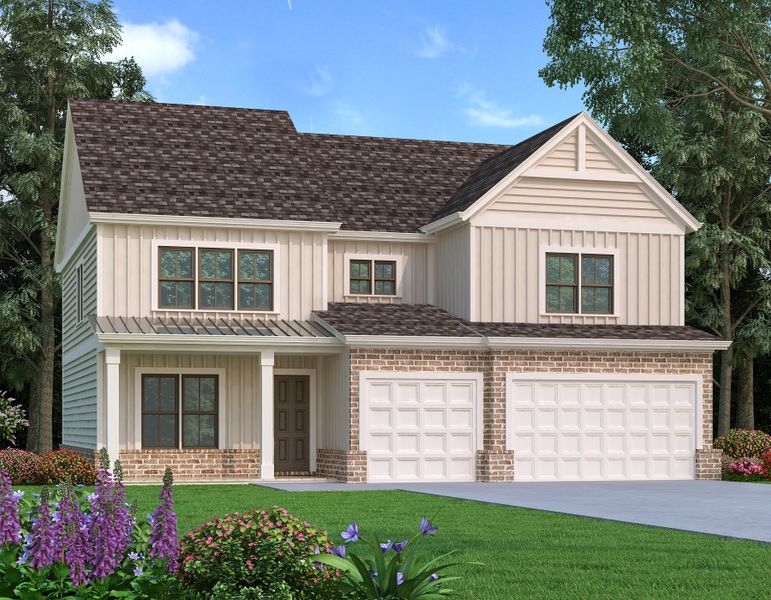 Representative exterior photo of a completed home built from the Longwood by Peachtree Residential in Hillshire, Cumming, GA (Image 2).