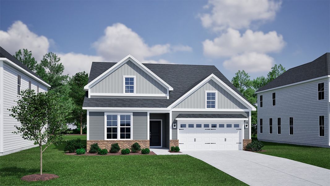 Representative exterior photo of a completed home built from the Goodwin - Vanguard Collection by Mungo Homes in Ovation at Sweetbrier, Durham, NC (Image 4).