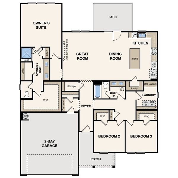 2D floor plan layout for the Azalea II by Century Communities in Yorkshire Farms, Salisbury, NC (Image 3).