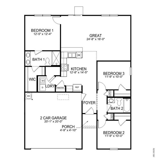 2D floor plan layout of this home in Bentley Park, Greenwood, SC (Image 3).