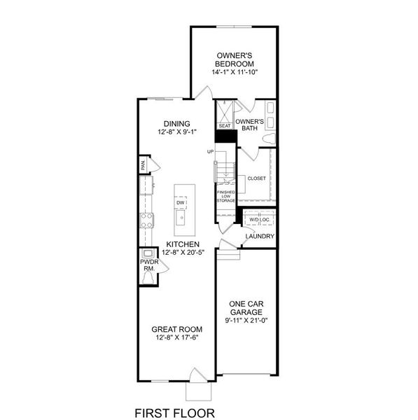 2D floor plan layout for the Nassau Cove by Ryan Homes in Wrenn Farms, Youngsville, NC (Image 2).
