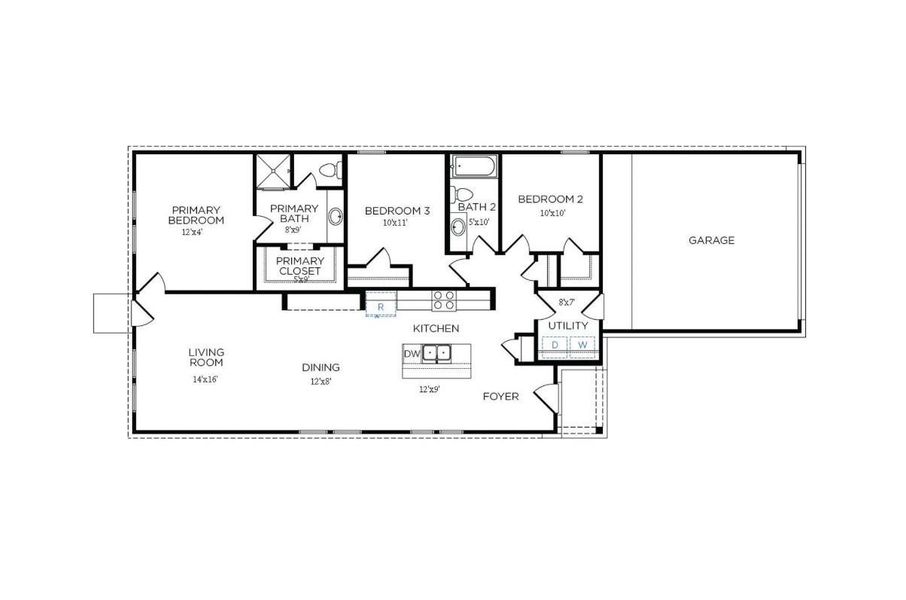 2D floor plan layout of this home in La Segarra 40', Brookshire, TX (Image 5).