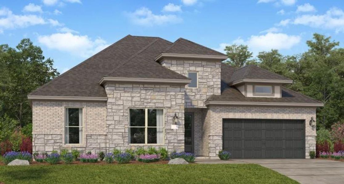 Front exterior of a new home in Anniston: Pinnacle Collection, Katy, TX, highlighting curb appeal (Image 1). Front exterior of a new home in Anniston: Pinnacle Collection, Katy, TX, highlighting curb appeal (Image 1).