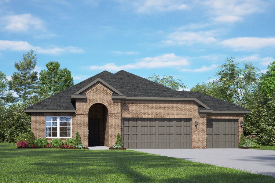 Representative exterior photo of a completed home built from the The Acadia with 3-Car Garage by Davidson Homes LLC in River Ranch Meadows, Dayton, TX (Image 2).