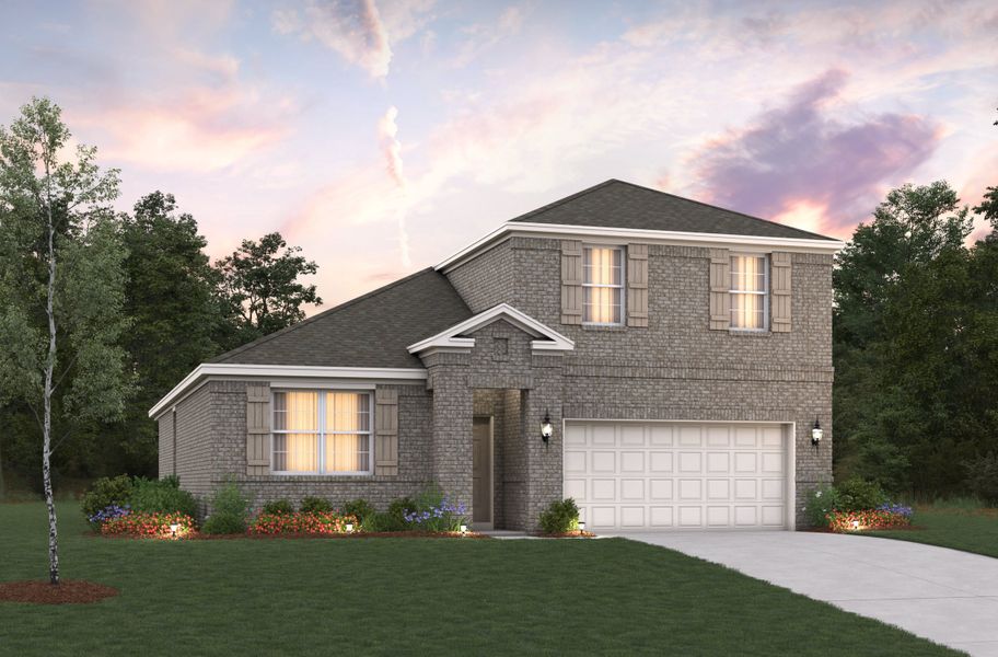 Representative exterior photo of a completed home built from the Berkshire by Beazer Homes in Stark Farms, Denton, TX (Image 2). Representative exterior photo of a completed home built from the Berkshire by Beazer Homes in Stark Farms, Denton, TX (Image 2).