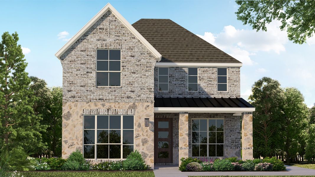 Plan 1405 Elevation B with Stone