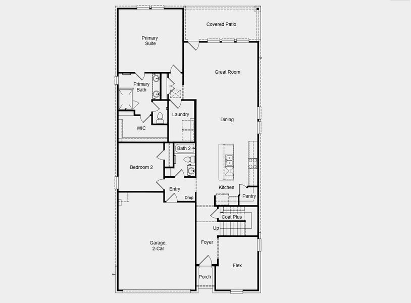 2D floor plan layout for the Walnut by Taylor Morrison in Brookewater 45s, Rosenberg, TX (Image 3).