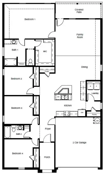 2D floor plan layout of this home in Rosewood at Beltmill, Fort Worth, TX (Image 4).