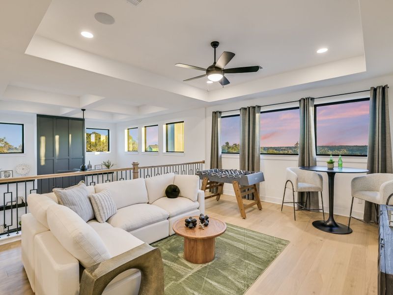 Representative furnished interior of a home built from the Topaz II by Giddens Homes in Riverstone, Georgetown (Image 51).
