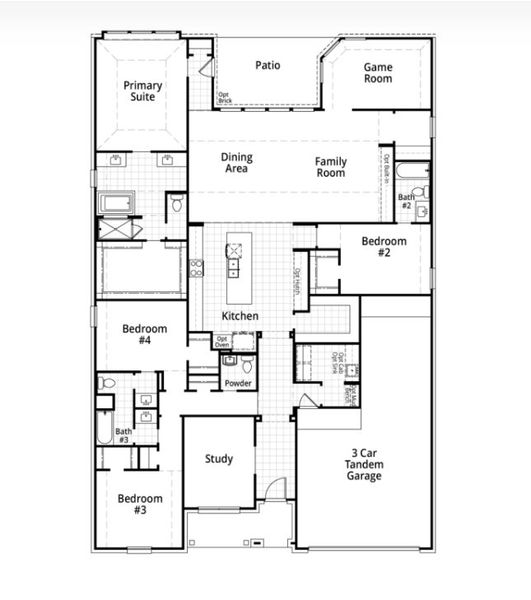 2D floor plan layout for the Ramsey by Highland Homes in The George, Richmond, TX (Image 4).