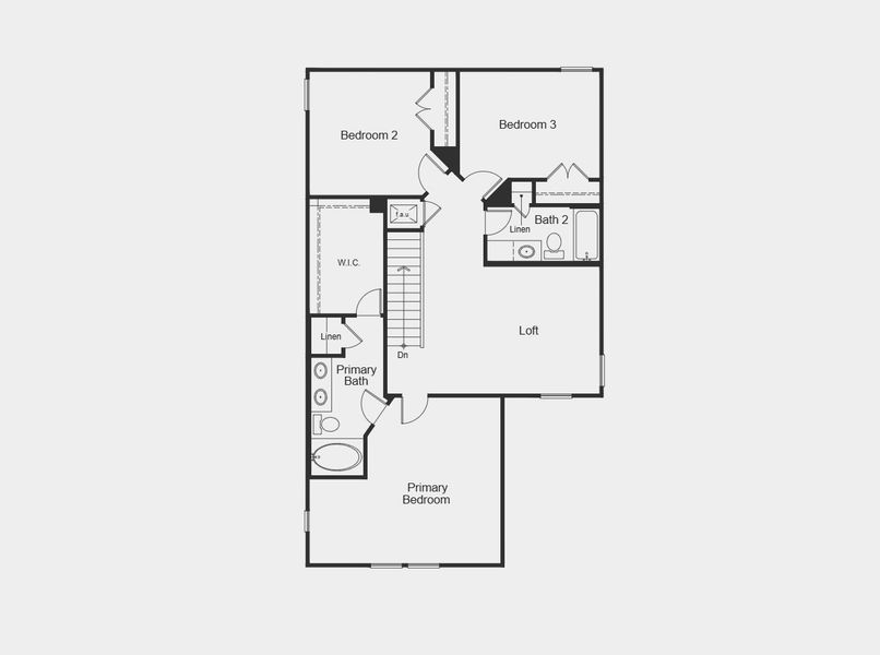 2D floor plan layout for the 1907 by KB Home in Sunset Oaks, Maxwell, TX (Image 7).