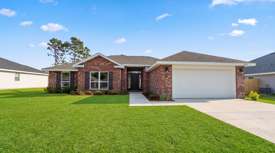 Front exterior of a new home in Ashton View, Crestview, FL, highlighting curb appeal (Image 1). Front exterior of a new home in Ashton View, Crestview, FL, highlighting curb appeal (Image 1).