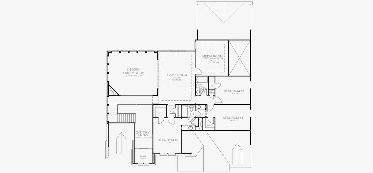 2D floor plan layout for the 4263W by Perry Homes in Creek of Driftwood, Driftwood, TX (Image 4).