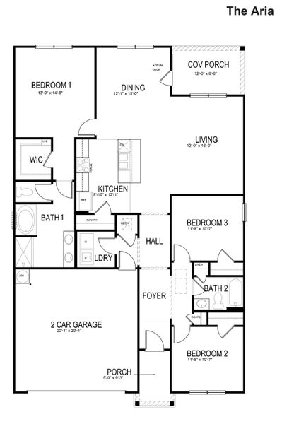 2D floor plan layout of this home in Oaks at Cedar Grove, Fairburn, GA (Image 3).