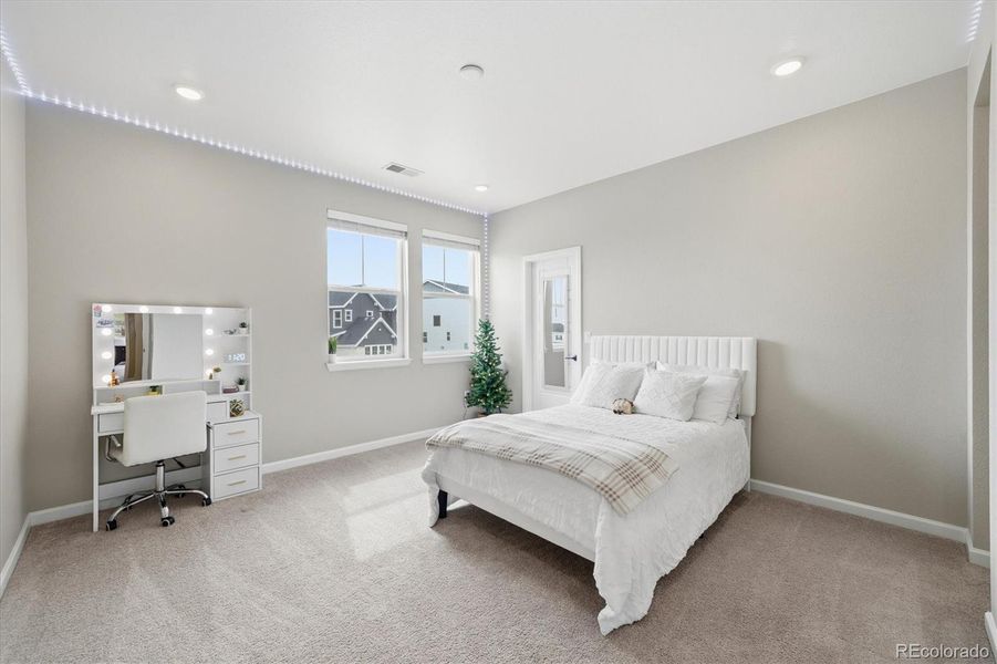 Bedroom #3 with a walk in closet and entrance to Jack and Jill bathroom.