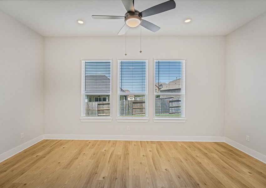 The flex room has three large windows that let in great, natural light.