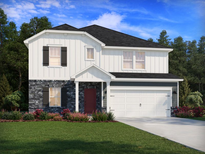 Representative exterior photo of a completed home built from the Sherwood by Meritage Homes in Oxford Station, Salisbury, NC (Image 22).
