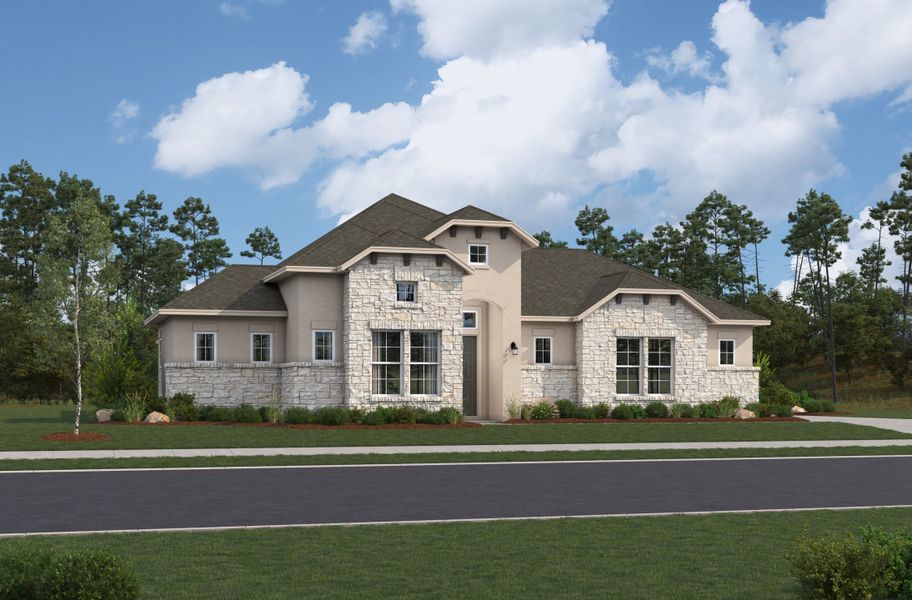 Representative exterior photo of a completed home built from the Sedona by Beazer Homes in Highland Estates, San Antonio, TX (Image 7).