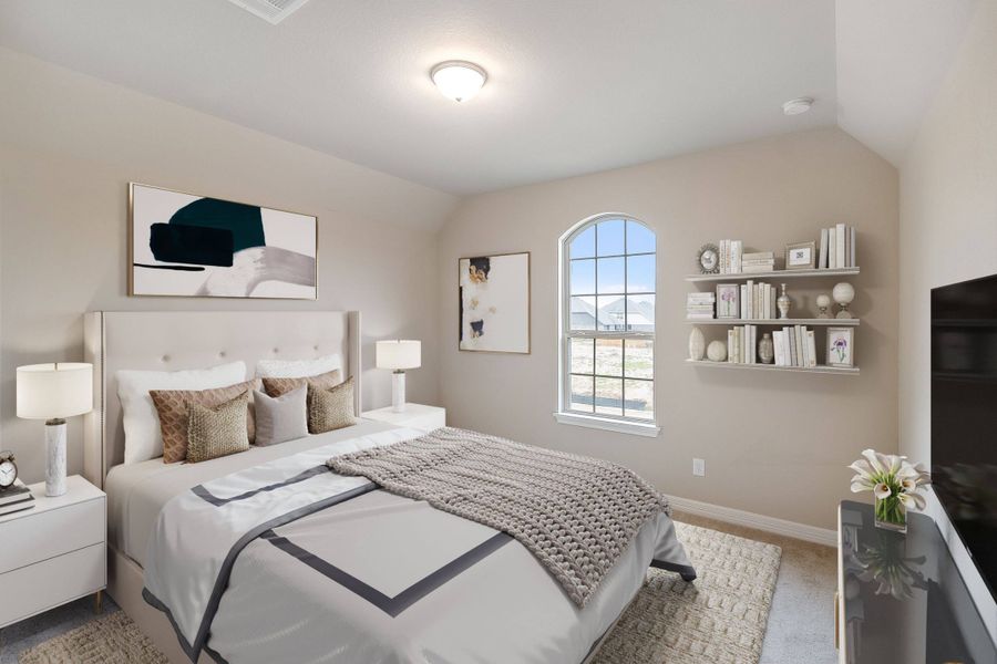 Secondary bedroom. Note: Sample product photo - actual exterior and interior selections may vary by homesite