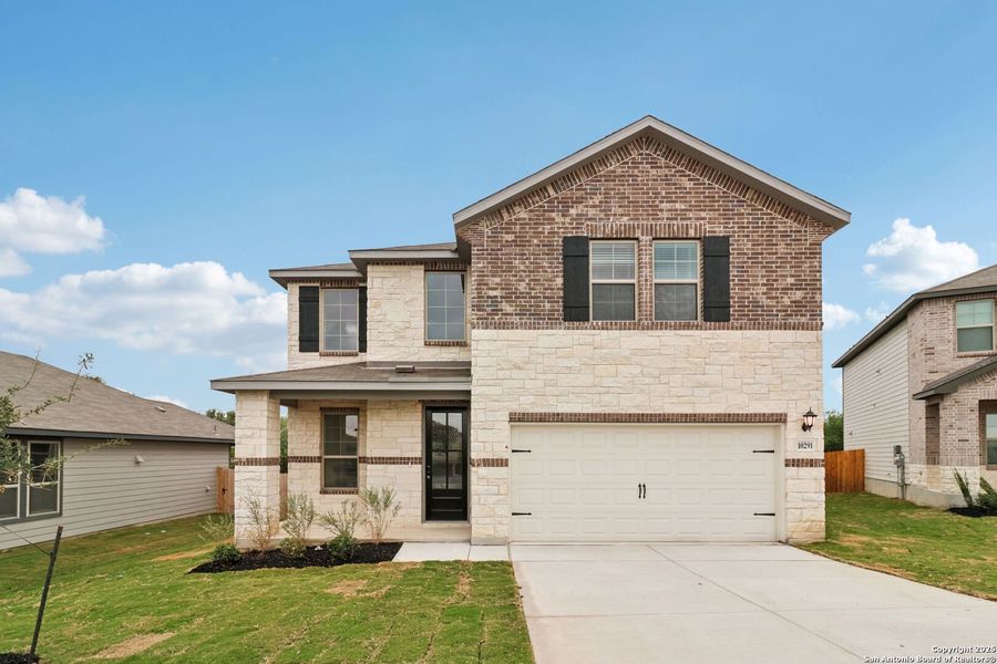 Front exterior of a new home in Royal Crest, San Antonio, TX, highlighting curb appeal (Image 2). Front exterior of a new home in Royal Crest, San Antonio, TX, highlighting curb appeal (Image 2).