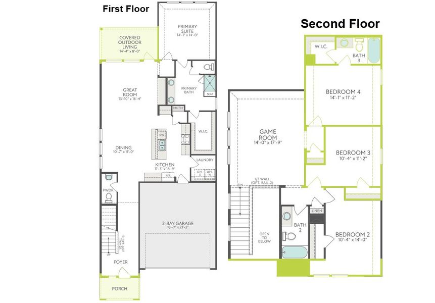 2D floor plan layout of this home in The Meadows, Denton, TX (Image 4).