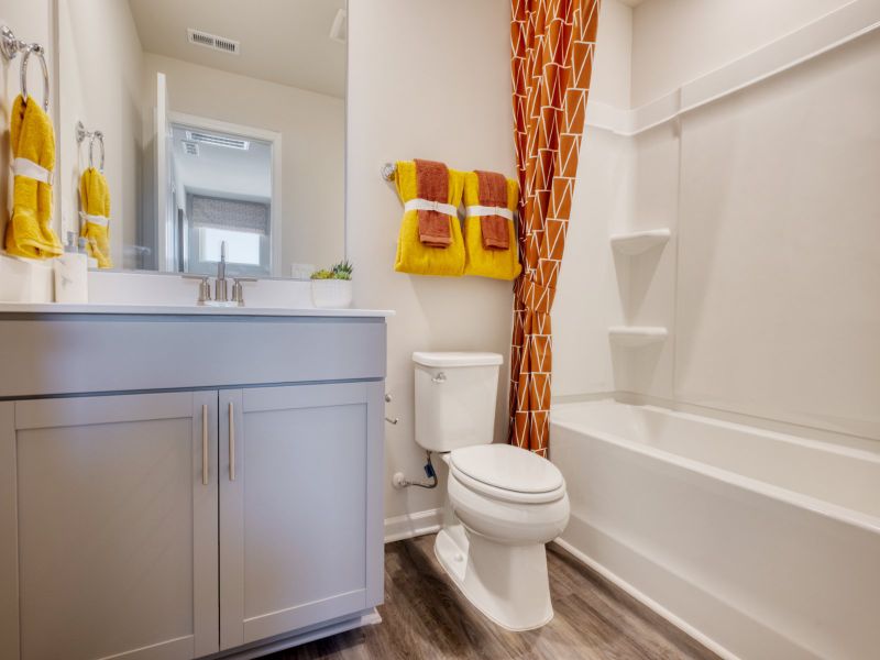 Secondary bathroom in the Amber floorplan at a Meritage Homes community in Graham, NC.