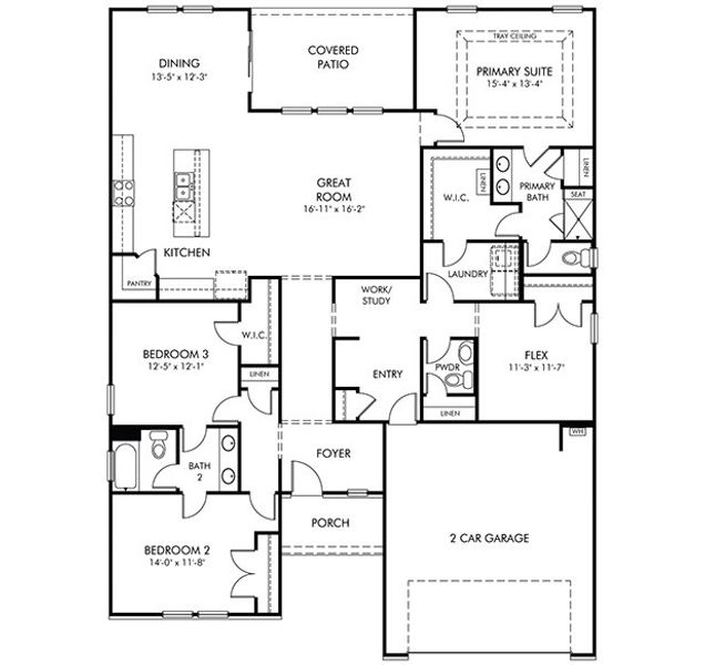 2D floor plan layout for the Kensington by Meritage Homes in Calabash Station, Calabash, NC (Image 4). 2D floor plan layout for the Kensington by Meritage Homes in Calabash Station, Calabash, NC (Image 4).