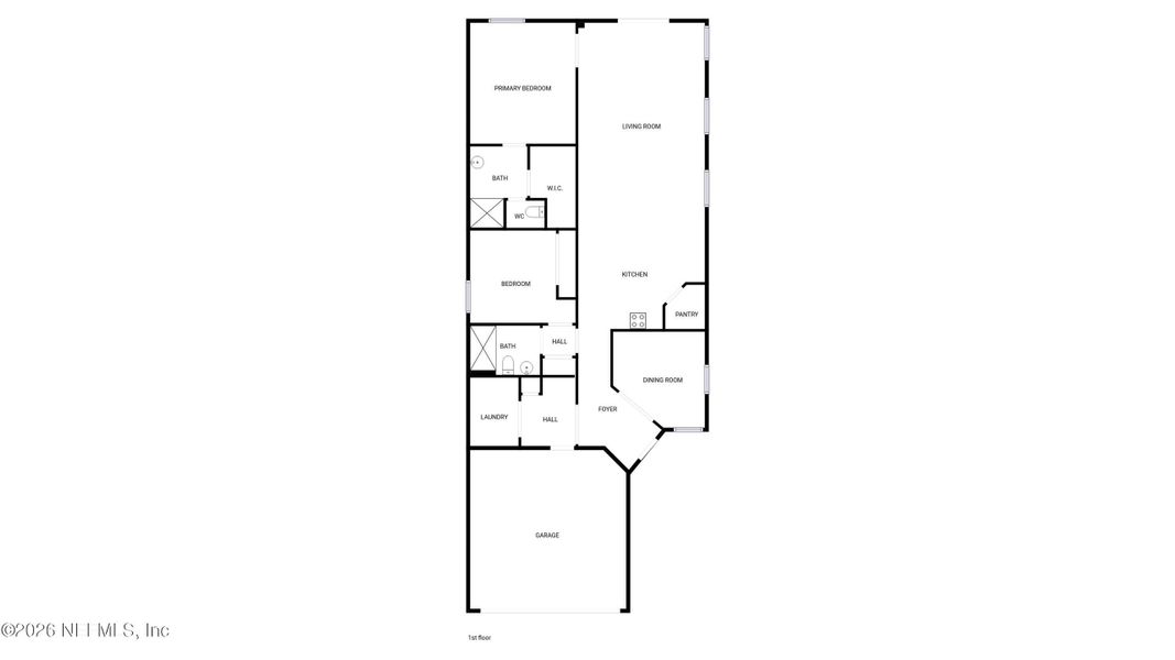 2D floor plan layout of this home in Stillwater | Active Adult 55+, St. Johns, FL (Image 5).