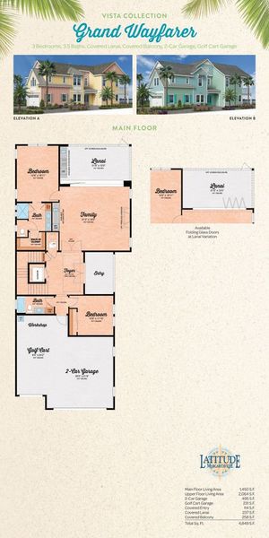2D floor plan layout for the Grand Wayfarer by Minto Communities in Latitude Margaritaville Watersound, Panama City Beach, FL (Image 4).