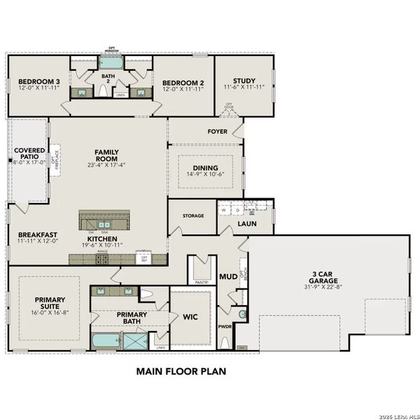 2D floor plan layout of this home in Potranco Oaks, Castroville, TX (Image 3).