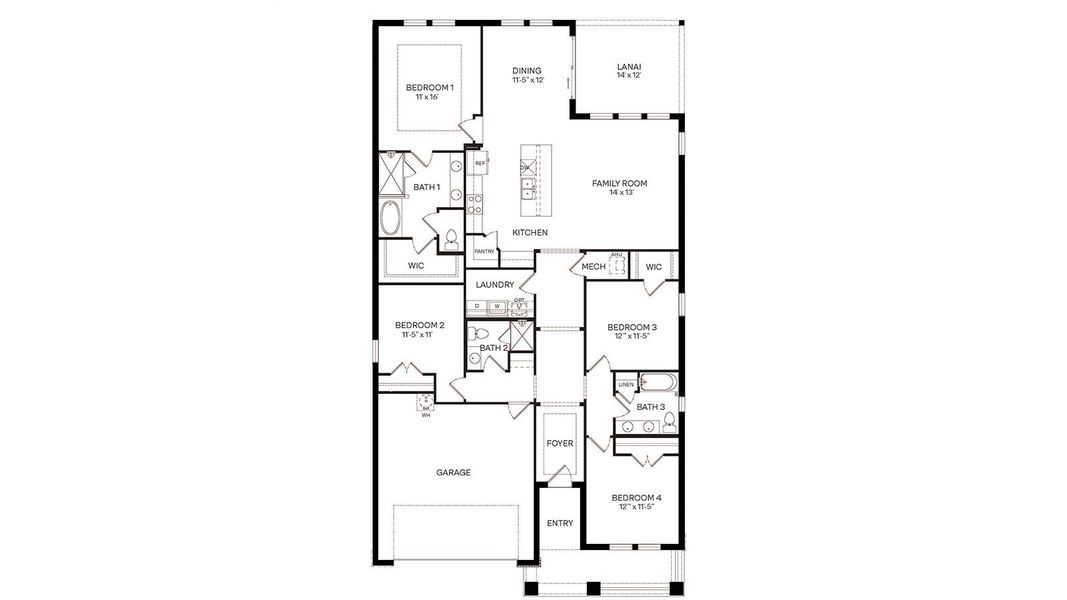 2D floor plan layout for the ROBINSON by D.R. Horton in Summerlin at Hawthorne Ranch, Lakeland, FL (Image 3). 2D floor plan layout for the ROBINSON by D.R. Horton in Summerlin at Hawthorne Ranch, Lakeland, FL (Image 3).