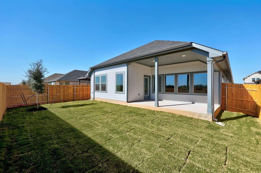 Exterior details and patio area of a home in Prairie Winds, Hutto (Image 22). Exterior details and patio area of a home in Prairie Winds, Hutto (Image 22).
