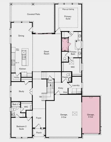 Additional Highlights Include: Three-car garage, car charger prewire, pre-plumb water softener, mud-set shower at primary bath, and panel aluminum sliding door unit.