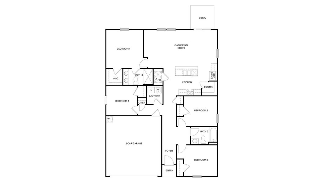 2D floor plan layout for the FREEPORT by D.R. Horton in Canopy Oaks, Kingsland, GA (Image 3). 2D floor plan layout for the FREEPORT by D.R. Horton in Canopy Oaks, Kingsland, GA (Image 3).