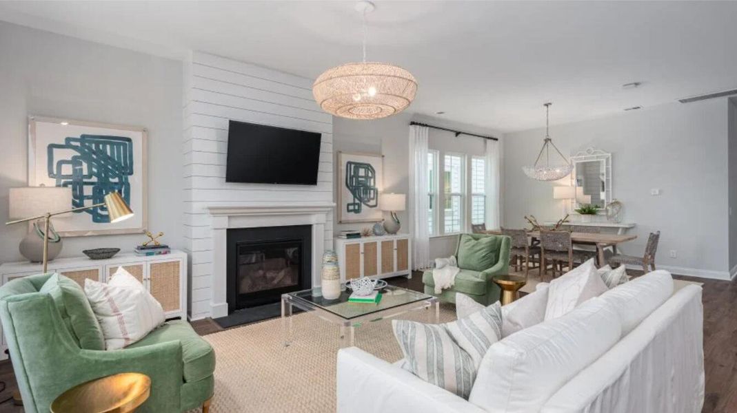 Furnished interior view inside a new home in Heron's Walk at Summers Corner: Row Collection, Summerville (Image 7). Furnished interior view inside a new home in Heron's Walk at Summers Corner: Row Collection, Summerville (Image 7).