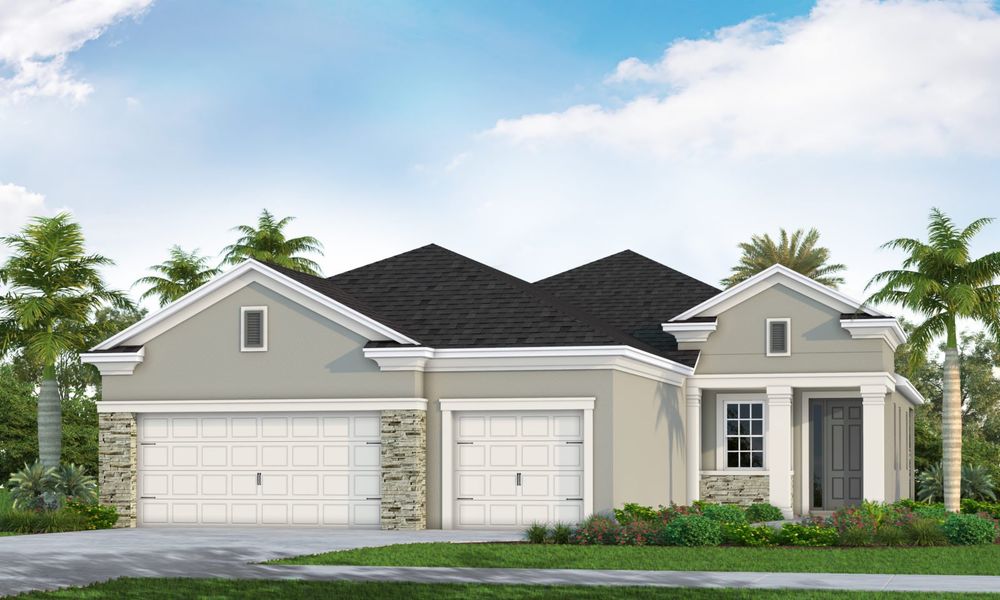 Representative exterior photo of a completed home built from the Bright Meadow 2 by Neal Communities in Wildleaf at North River Ranch, Parrish, FL (Image 2).