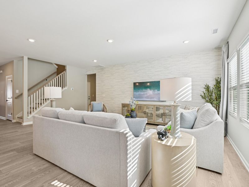 Great room in the Johnson floorplan at a Meritage Homes community in Raleigh, NC.