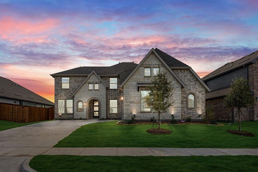 Front exterior of a new home in Sonoma Verde, McLendon-Chisholm, TX, highlighting curb appeal (Image 1).
