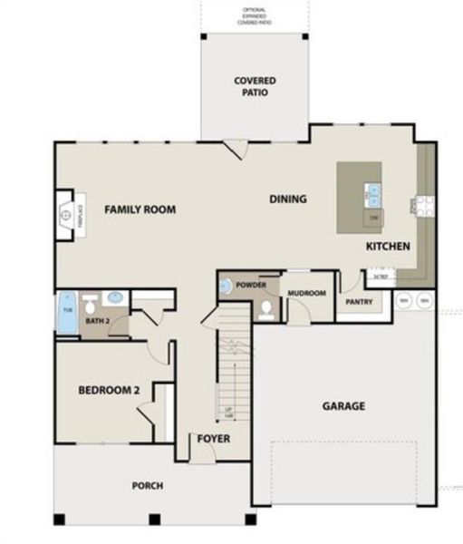 2D floor plan layout of this home in Waters Edge, Mansfield, GA (Image 5).