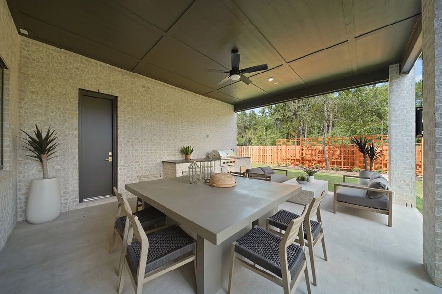Exterior details and patio area of a home in COLTON - Fedrick Harris, Todd Mission (Image 30).
