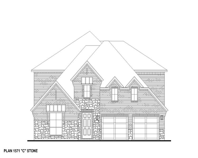 Plan 1571 Elevation C w/ Stone