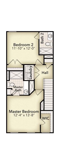 2D floor plan layout of this home in The Parks of Mill Town, Chattanooga, TN (Image 4).