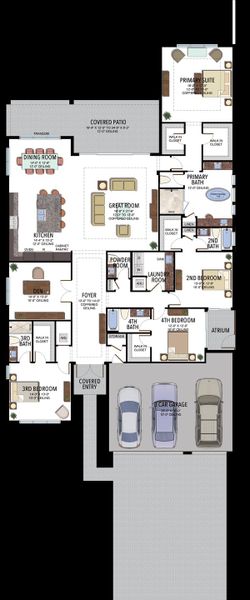 2D floor plan layout for the Santo Grand by GL Homes in Lotus Edge, Boca Raton, FL (Image 5).