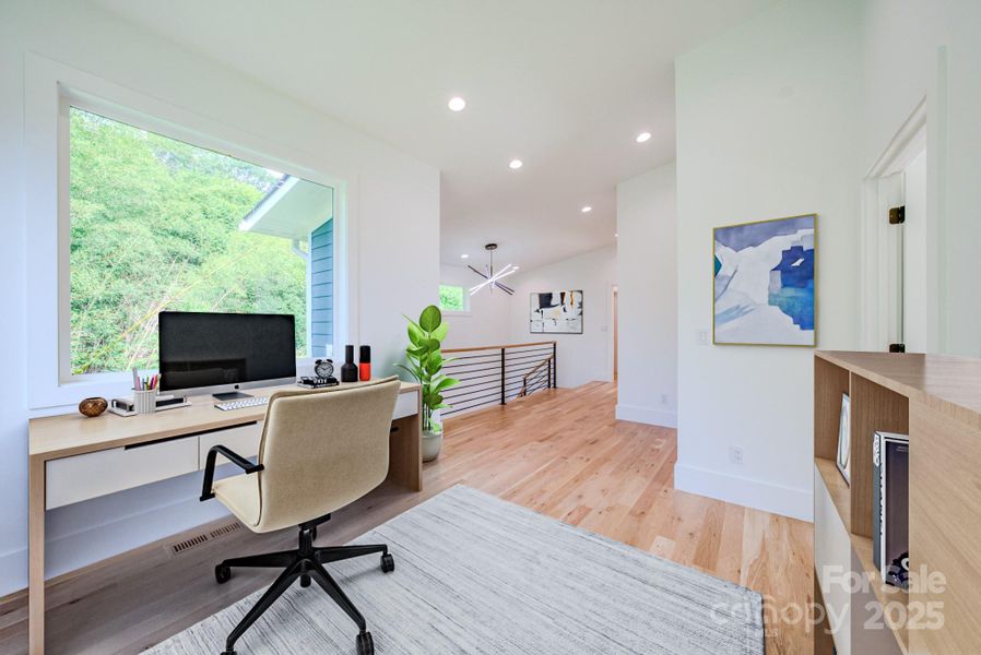 second floor loft/office virtually staged