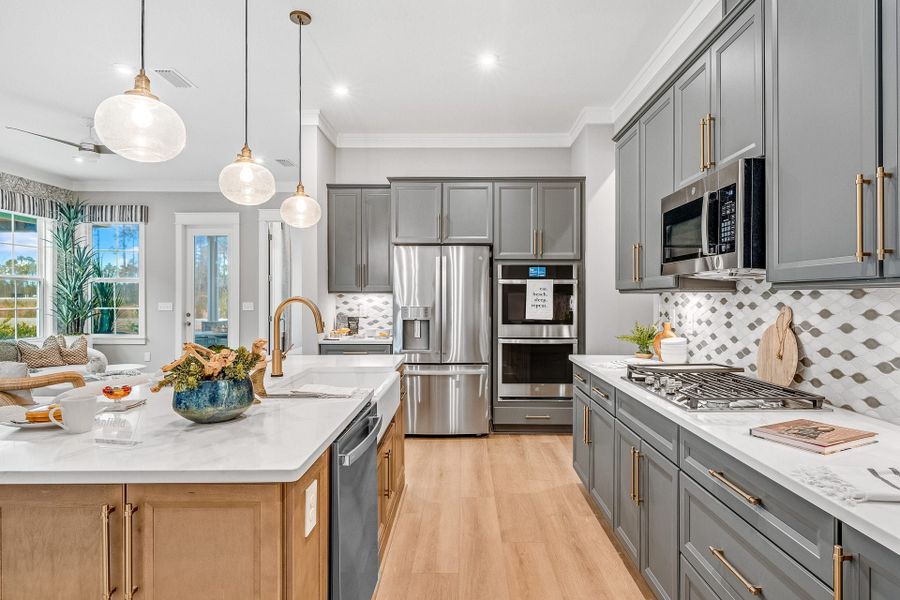 Representative furnished interior of a home built from the Anfield by Fischer Homes in The Villas at Longleaf Park, a Watersound Origins® community, Inlet Beach (Image 6).
