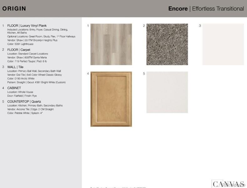 28455 E 3rd Avenue design selections. Home is currently under construction and selections are subject to change.