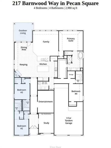 2D floor plan layout of this home in Pecan Square, Northlake, TX (Image 2).