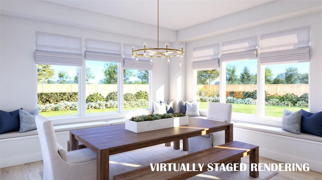 This light, bright and spacious dining room was designed for entertaining.  VIRTUALLY STAGED RENDERING