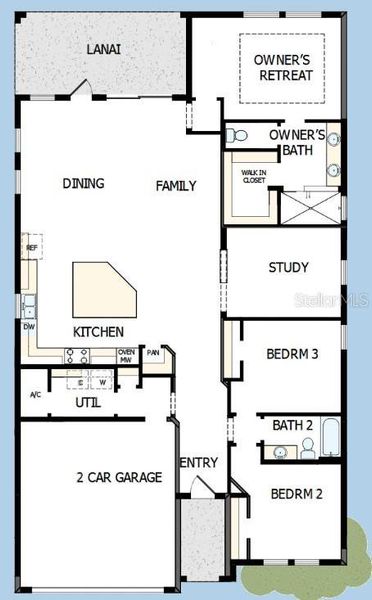 2D floor plan layout of this home in The Peninsula at Rhodine Lake, Riverview, FL (Image 5).